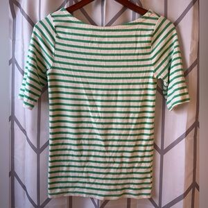 GAP Striped Green and White Short Sleeve Tee